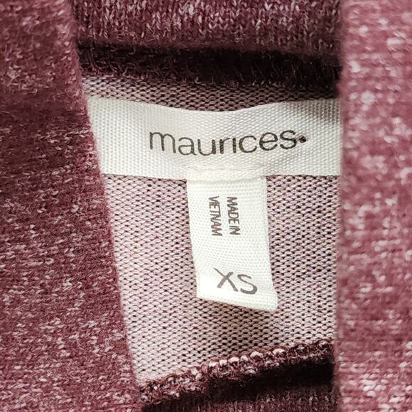 Maurices Top Womens XS Red White Felicity Windowpane Blouson Sleeve Stretch Knit - Picture 3 of 9